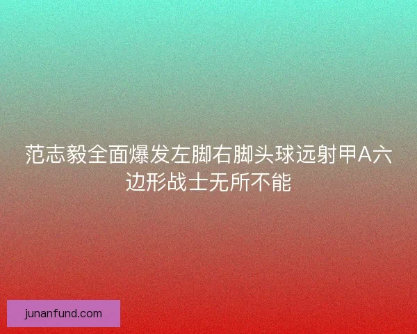 范志毅全面爆发左脚右脚头球远射甲A六边形战士无所不能